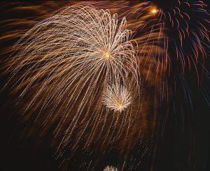 Independence Day fireworks over Lake Union in Seattle